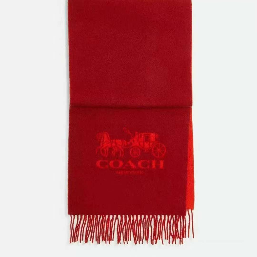 100% Cashmere Coach Red Scarf